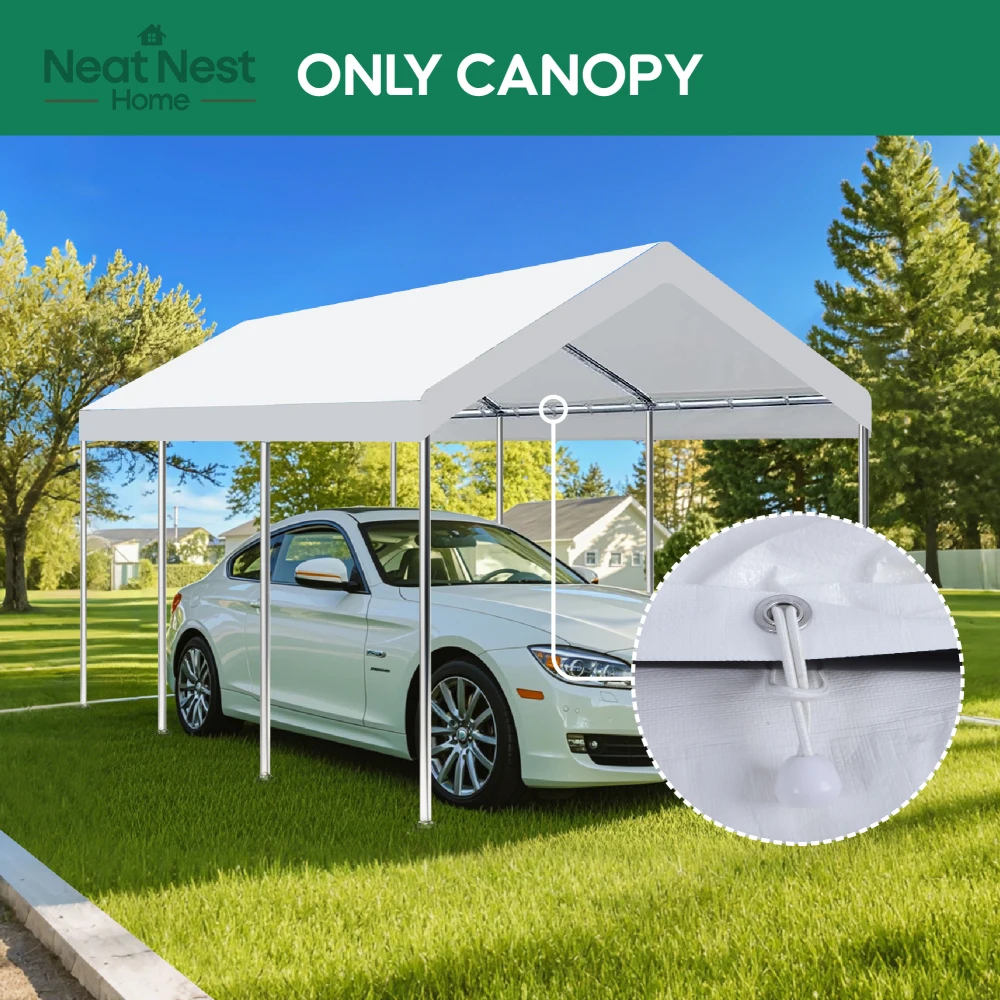 

Carport Replacement Canopy Cover Garage Top Tent Shelter with 36 Ball Bungee Cords Heavy Duty(Only Cover, Frame Not Include)