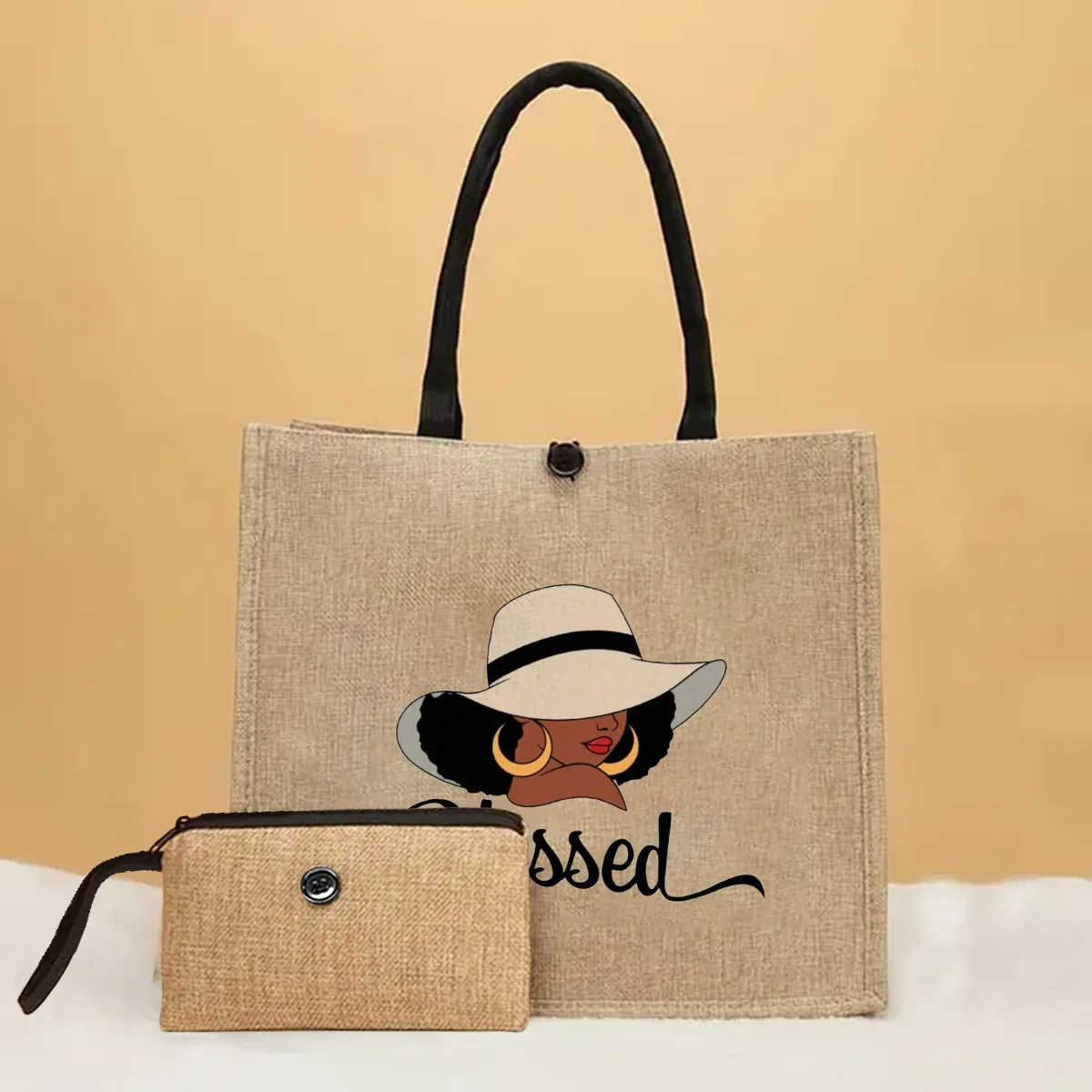 African Women Print Mother and Child Linen Bag, Large Capacity Shopping Bag Directly From  Wallet Not Included Only Handbags