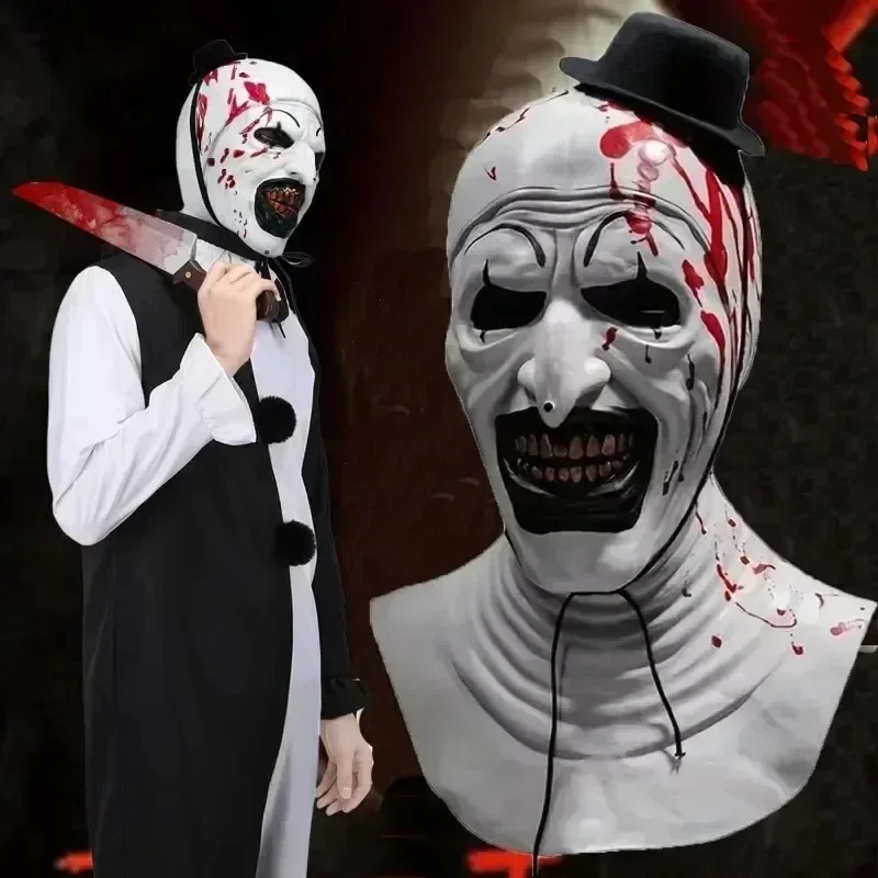 

Horror Bleedy Joker Mask Halloween Clown Cosplay Costume Full Face Latex Mask Party Prop Supply Unisex Masquerade Dress Up Props