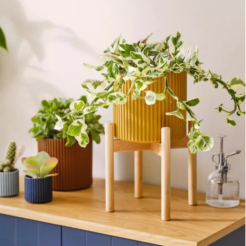 Natural Bamboo Plant Stand,Rustic Tiered Flower Shelf,Sturdy Multi-Purpose Storage Rack, Eco-Friendly Balcony Organizer for Pots