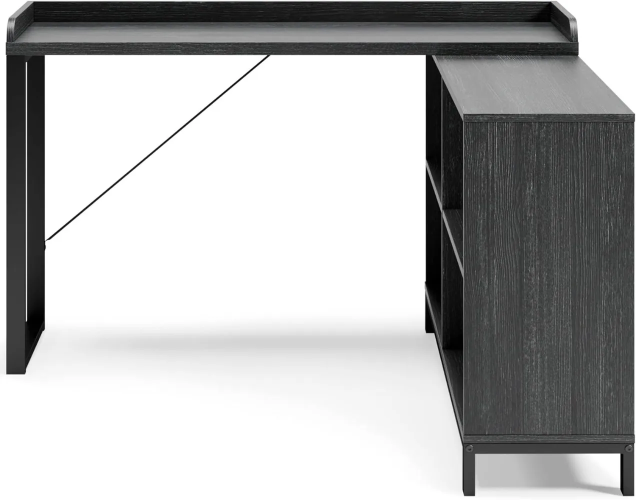 Signature Design By Ashley Yarlow Industrial Home Office L-Shaped Desk with Cube Storage, Black