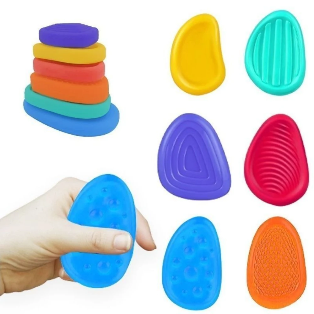 Portable Sensory Worry Stone Fidget Toys Quiet Textured Silicone Fidget Sensory Stones Calming Tools for Anxiety ADHD Autism