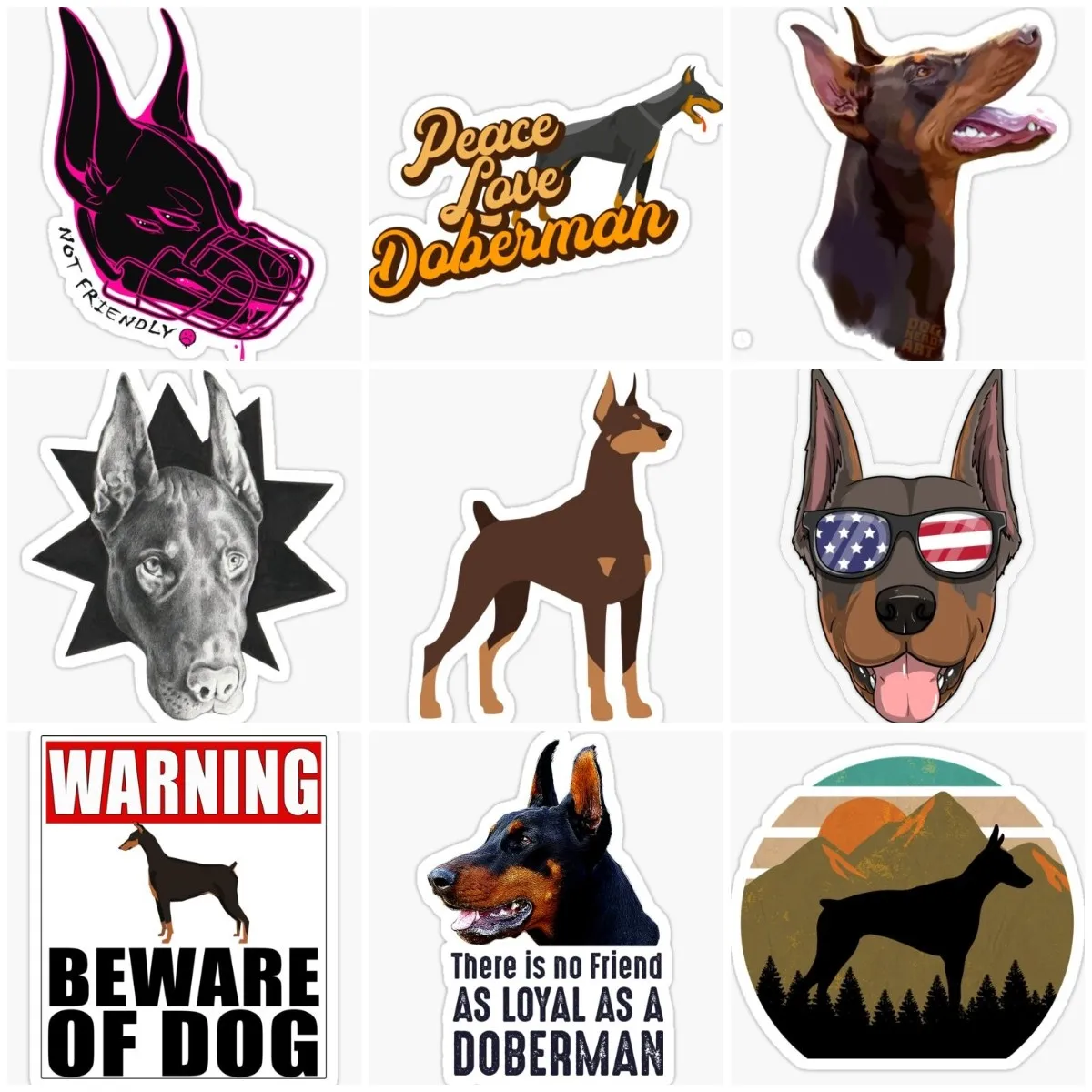 

Doberman Dog Pets Creative Sticker Laptop Bicycle Accessories Camper Car Vinyl Window Wall Door Room Truck Glass Helmet Decal