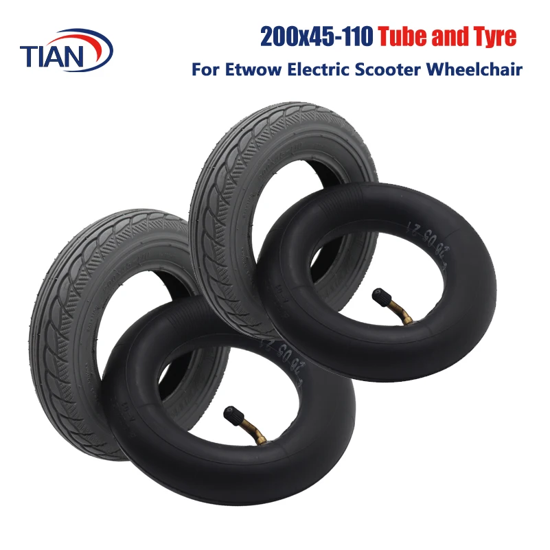 Good Quality 200x45-110 Inner Tube Outer Tire For 8 Inch Etwow Electric Scooter Wheelchair Baby Carriage Trolley 8x1 1/4 Tyre