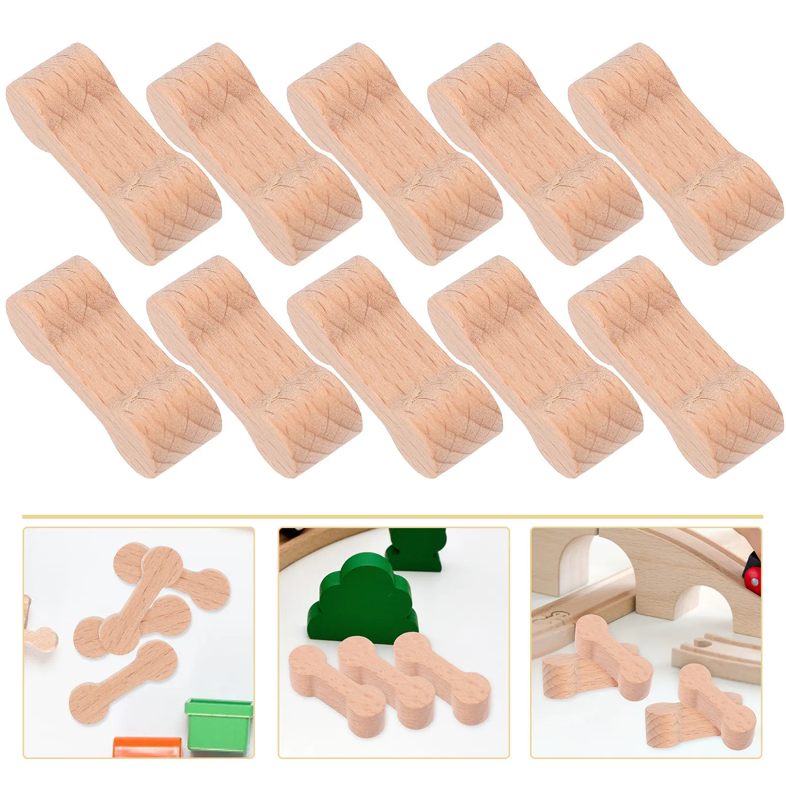 

16Pcs Wooden Train Railway Track Connector Expansion Parts for Kids Creative DIY Railway Game Accessories Train Track Pieces