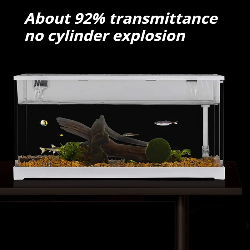 Acrylic Fish Tank with Filter Small Desktop Heating Aquarium with Light Waterfall Silent Pump Fishbowl Decoration Fish Terrarium