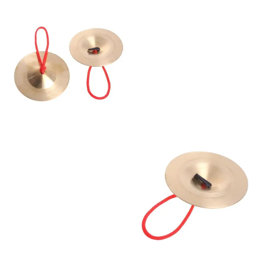 Q39E 2Pcs Copper Cymbal Hand Percussion Orff Instruments Gift for Child Kids Preschool Early Educational Buddhist Chimes