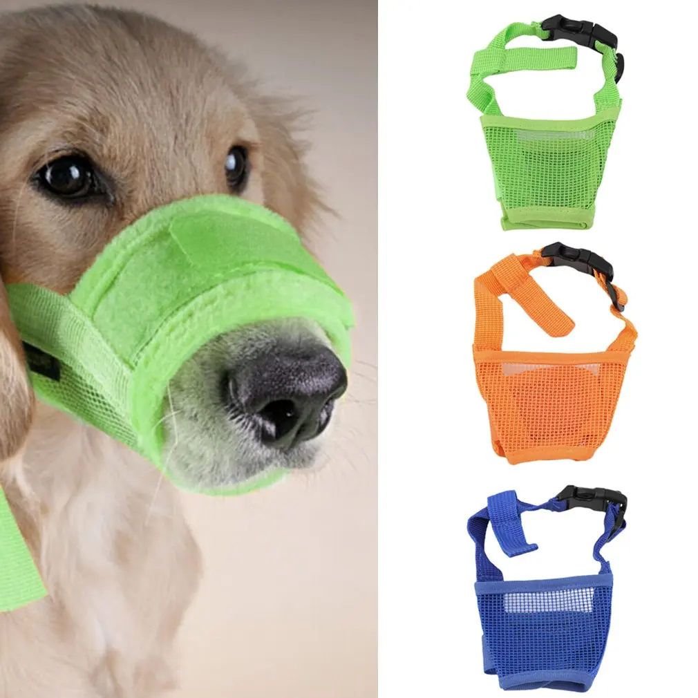 Nylon Puppy Dog Pet Mouth Bound Device Mask Safety Adjustable Breathable Muzzle Stop Biting Anti Bark Bite Mesh Small Large Dogs