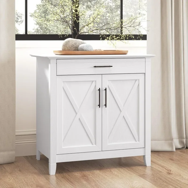 Key West Secretária Accent Cabinet com superfície de trabalho, mesa de escrita escondida e armazenamento, carvalho branco puro, 30W x 20D