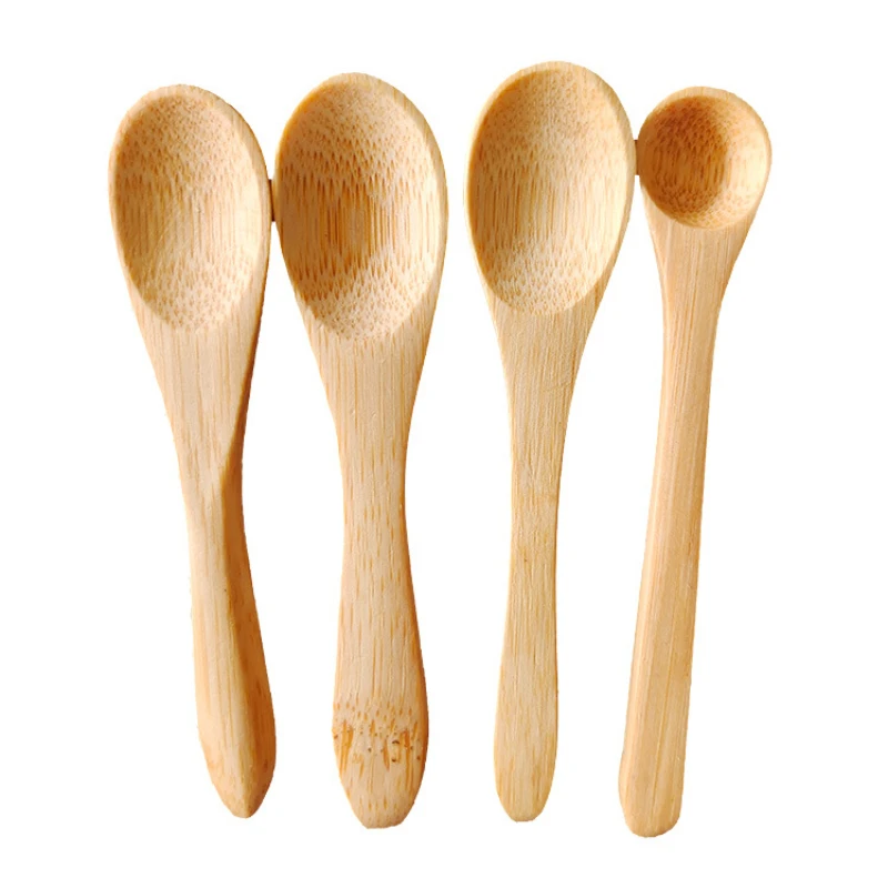 5Pcs Ice Cream Spoon Mini Easy Clean Wear-resistant Natural bamboo Wooden Honey Children\'s Spoon Yogurt Spoon for Kitchen