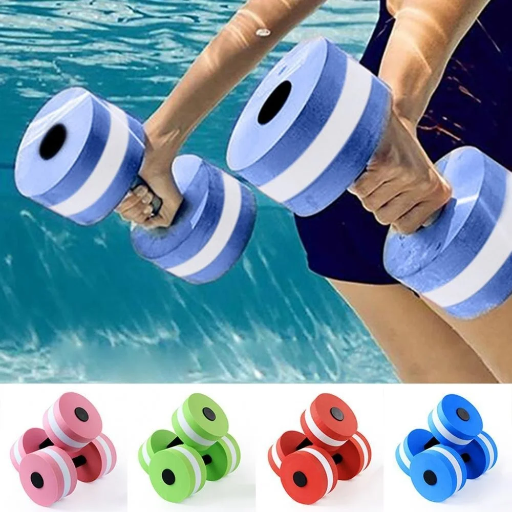 Mancuernas flotantes de espuma de agua, mancuernas de gimnasio de natación, pesas de agua, aeróbicos, flotador automático, mancuernas acuáticas para