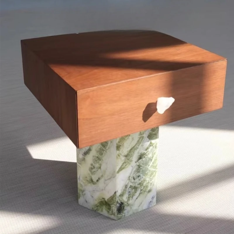 

Medieval natural marble edge few household bedroom bedside table travertine drawer chest