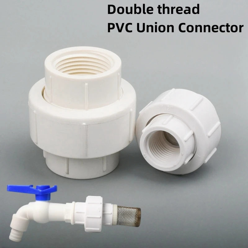 

1/5PCS 1/2" 3/4" 1" Double Female Thread PVC Union Connectors Aquarium Fish Tank Accessories Garden Watering Irrigation Fittings