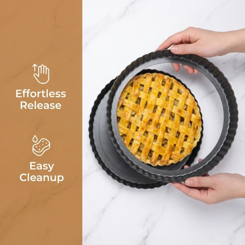 Carbon Steel Carbon Steel Bakeware Removable Bottom Wavy Edge Movable Chassis Pie Pan Non-Stick Coating Easy Release