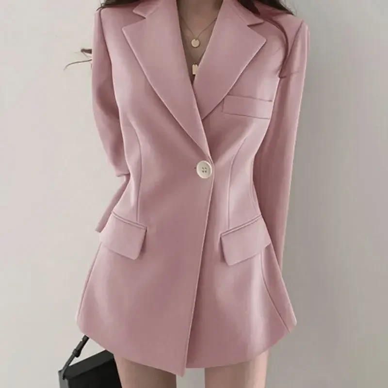 

Blazers Women Elegant New Outwear Long Sleeve Casual Korean Ins Fashion Coats Single Button All-match Office Lady Spring Notched