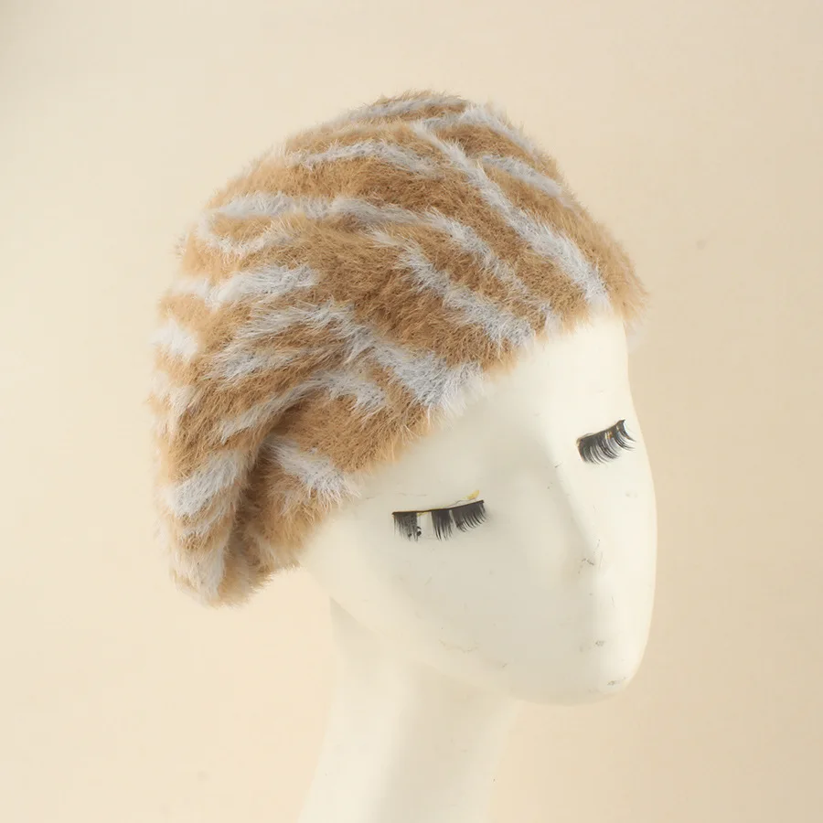 Beret Leopard Print Women Winter Hat Warm Soft Cap Accessory For Autumn Outdoor Cold Weather