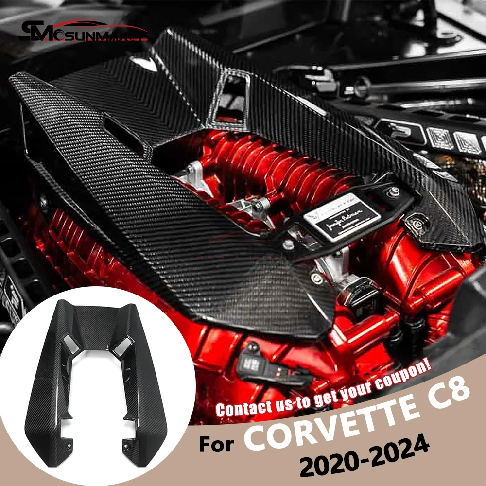 

For Chevrolet Corvette C8 Z06 Coupe 2023 2024 Real Carbon Fiber Front Engine Bay Hood Engine Cover Trim