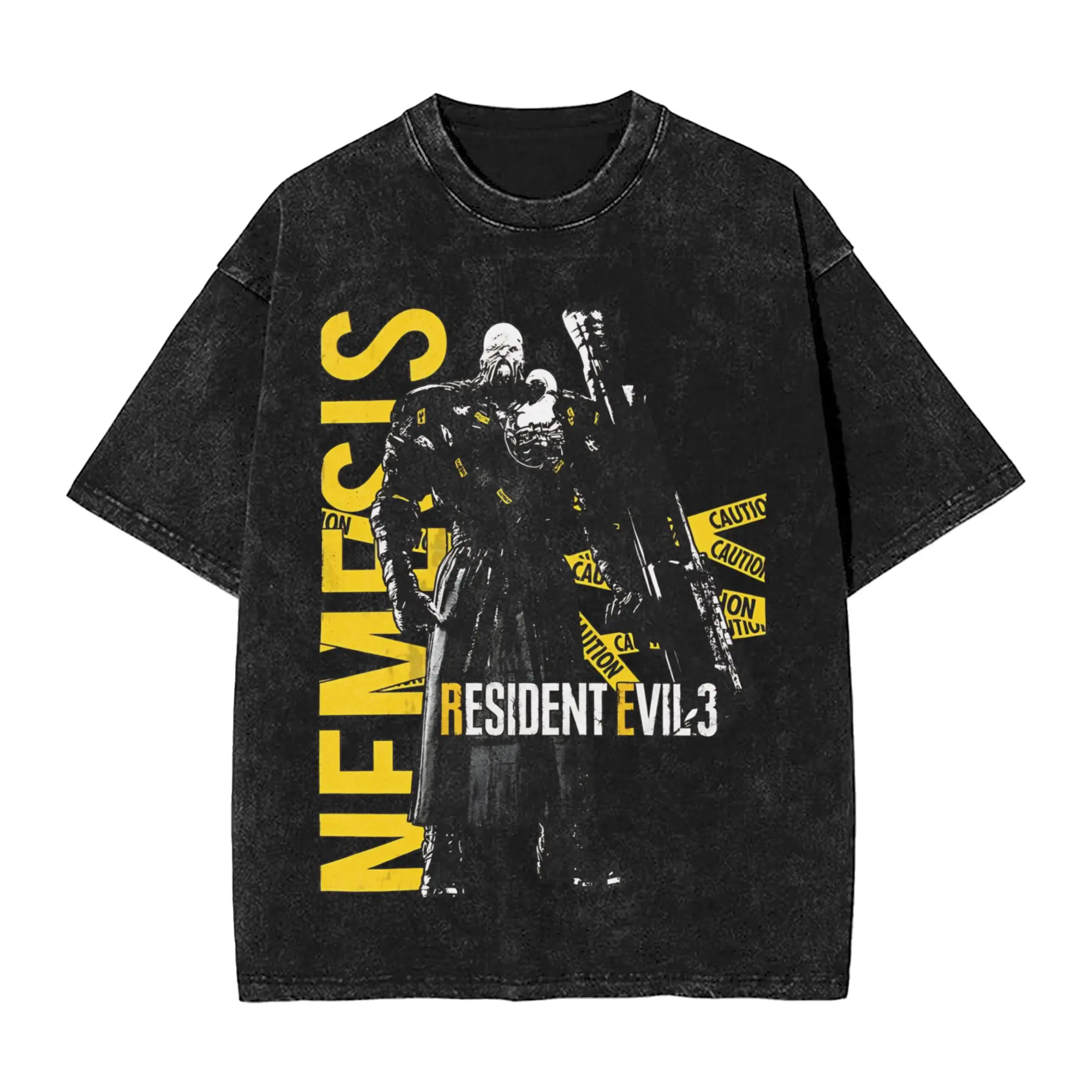R3MAKE NEMESIS Residents Evils Washed T Shirt Streetwear Hip Hop Fashion T-Shirt  Tees Tops for Men Women Short Sleeve Street
