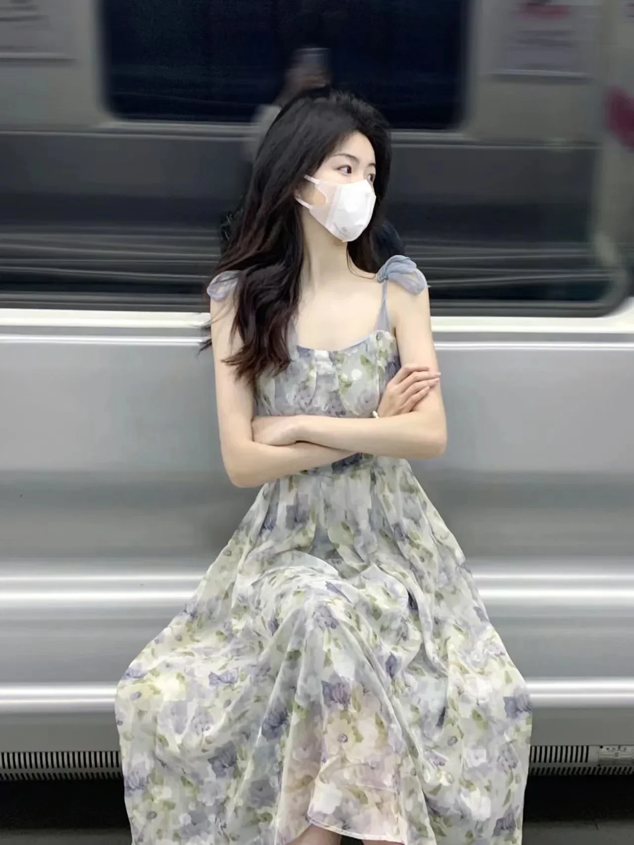 

Dress French Style Niche Oil Painting Spiritual Elf Forest System Tea Break First Love Waist-Fitted Dress Fragrant Long Dress