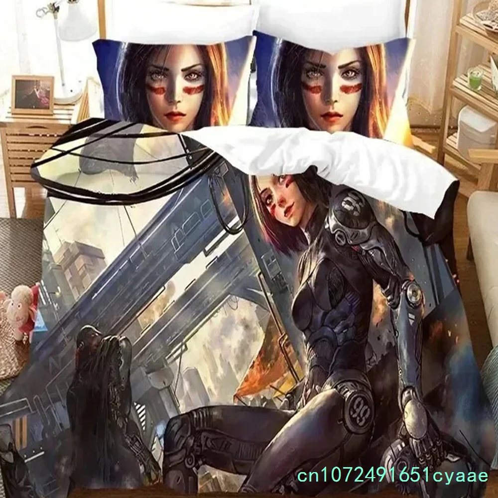 3D Print Movie ALITA Battle Angel Bedding Set Boys Girls Twin Queen Size Duvet Cover Pillowcase Bed Kids Adult