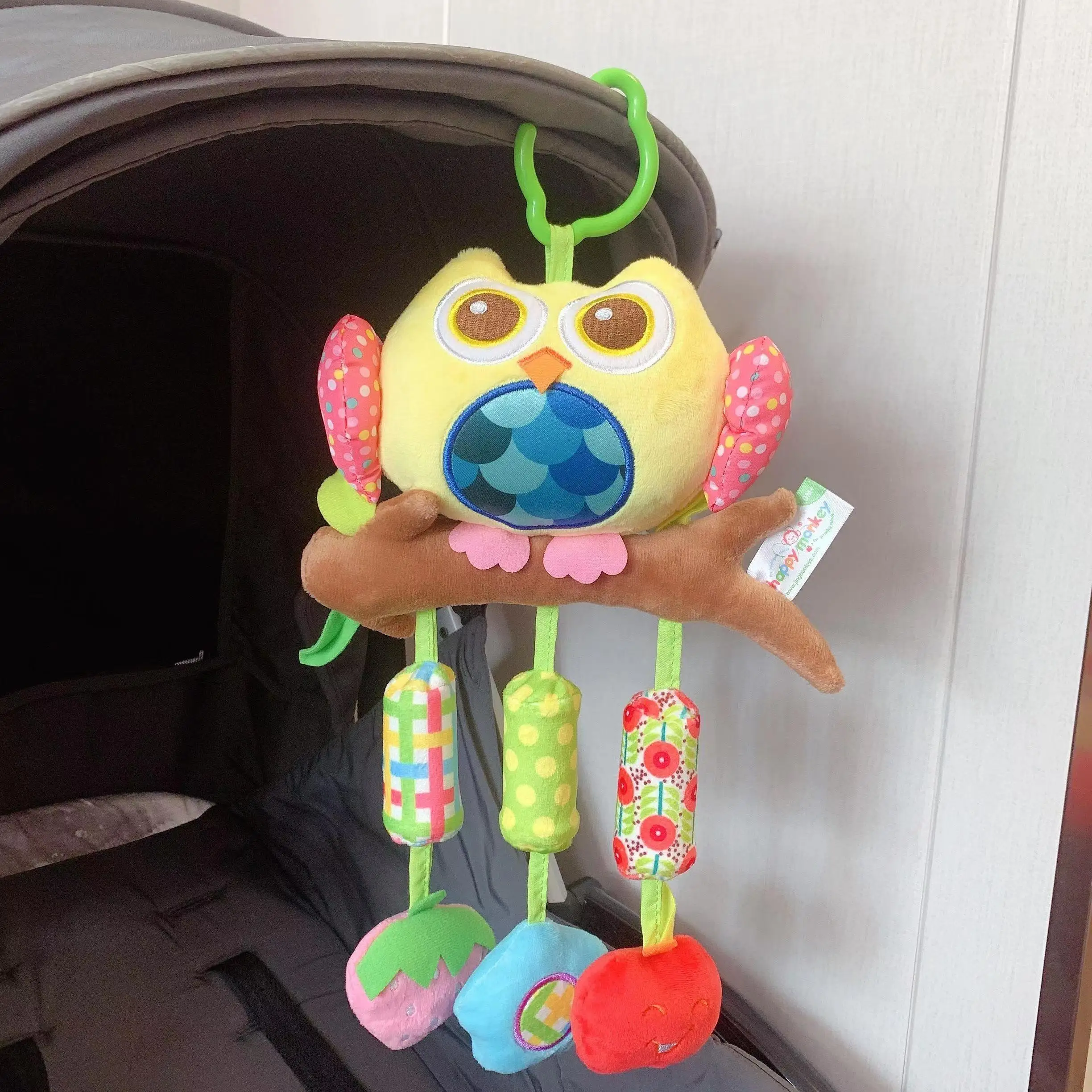 ของเล่นเขย่ารูปนกฮูกน่ารักพร้อมที่กัด - เหมาะสำหรับเด็กอายุ 0-3 ปี - ของเล่นแขวนเปลและรถเข็นเด็ก