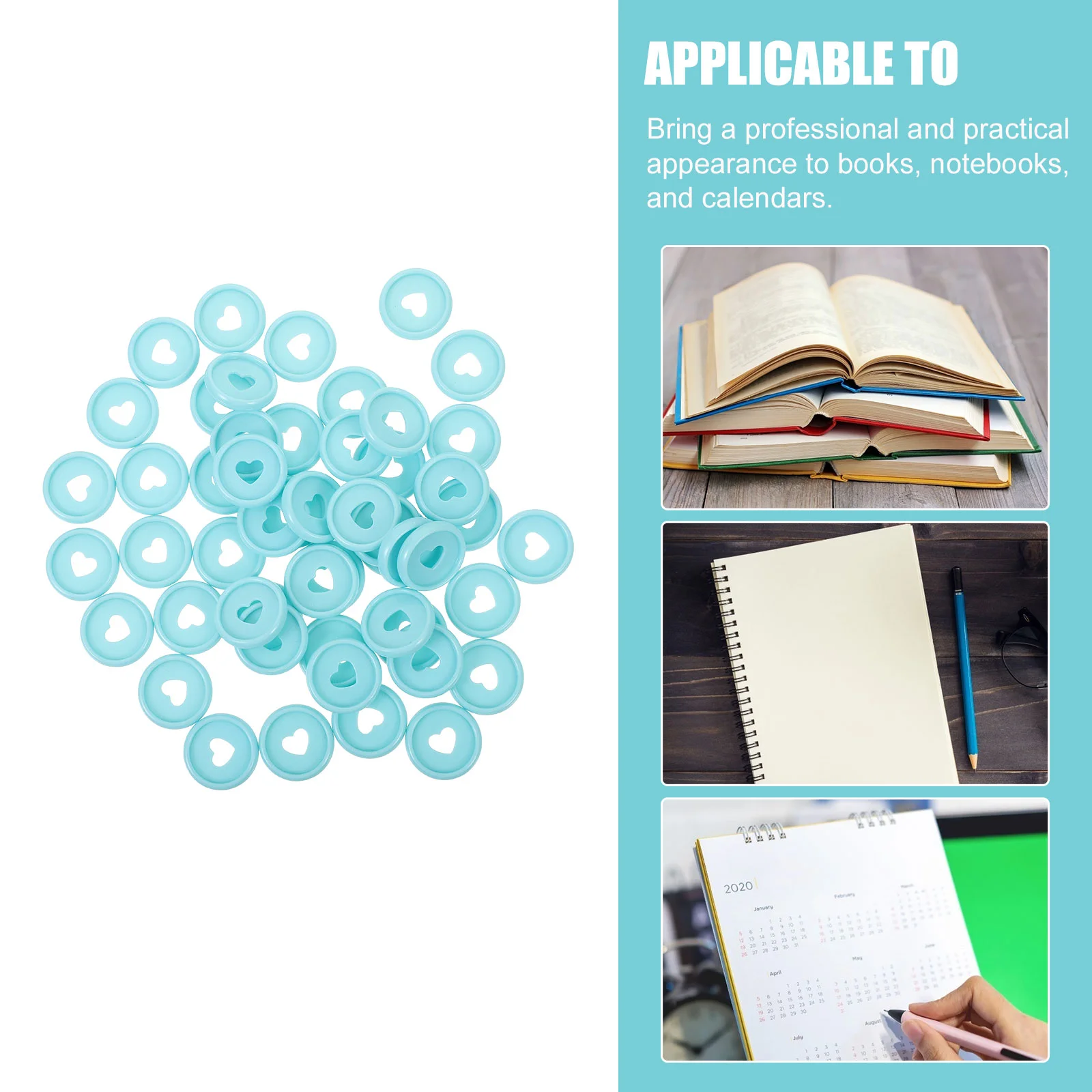 50 Pcs Mushroom Hole Binding Button Notebooks Discs Replacement Plastic Mini Heart-shaped Small Buckles Office