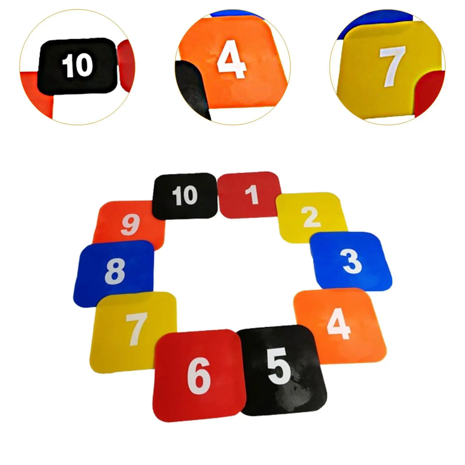 게임 잔디 체육관용 평평한 사각형 스팟 마커 미끄럼 방지 평평한 필드 콘 10개