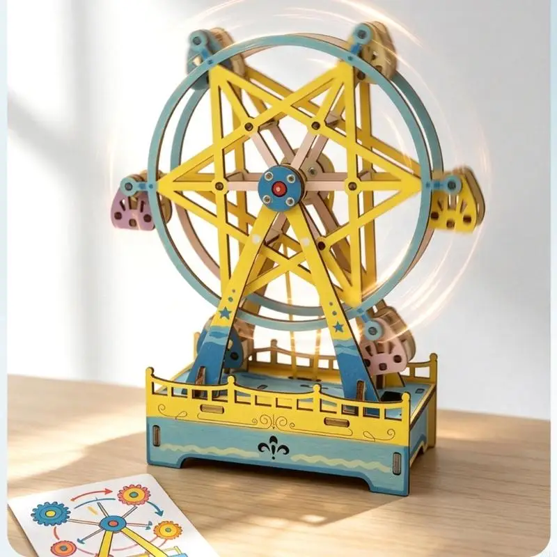DIY Ferris Wheel Science Project Wooden Building Toy for Kids, Hands-On Educational Assembly Model for Home Learning and