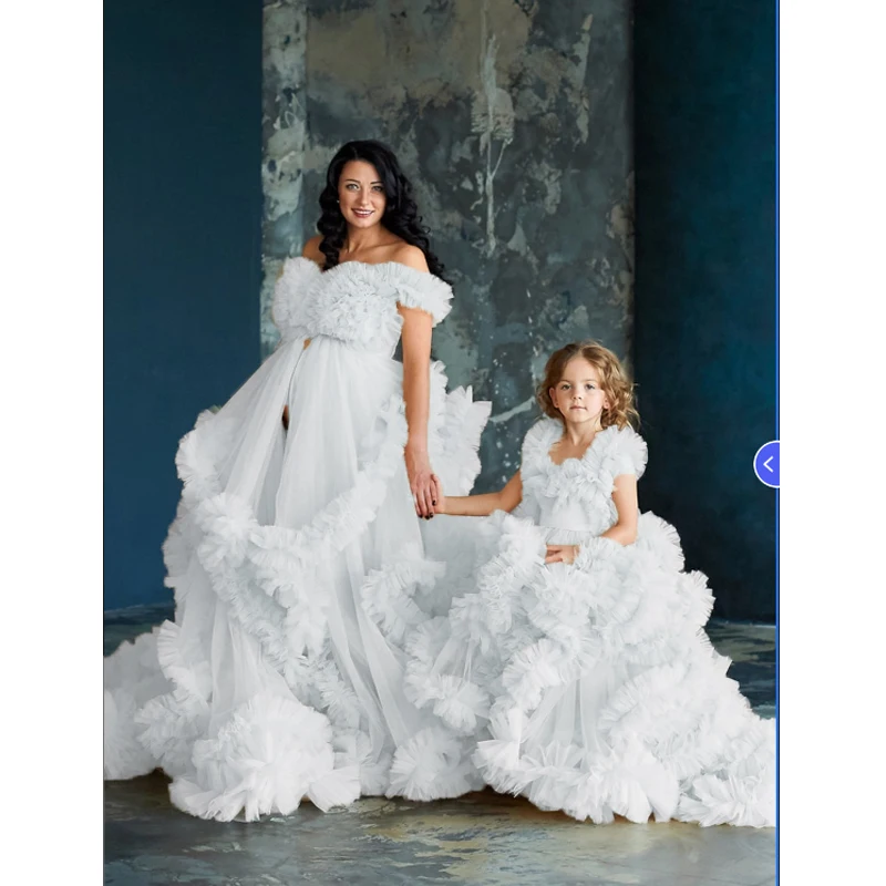 Mommy and Me Dress for Photoshoot Mother Daughter Matching Gown Vestidos Para Embarazadas Photographie De Vêtements De Maternité