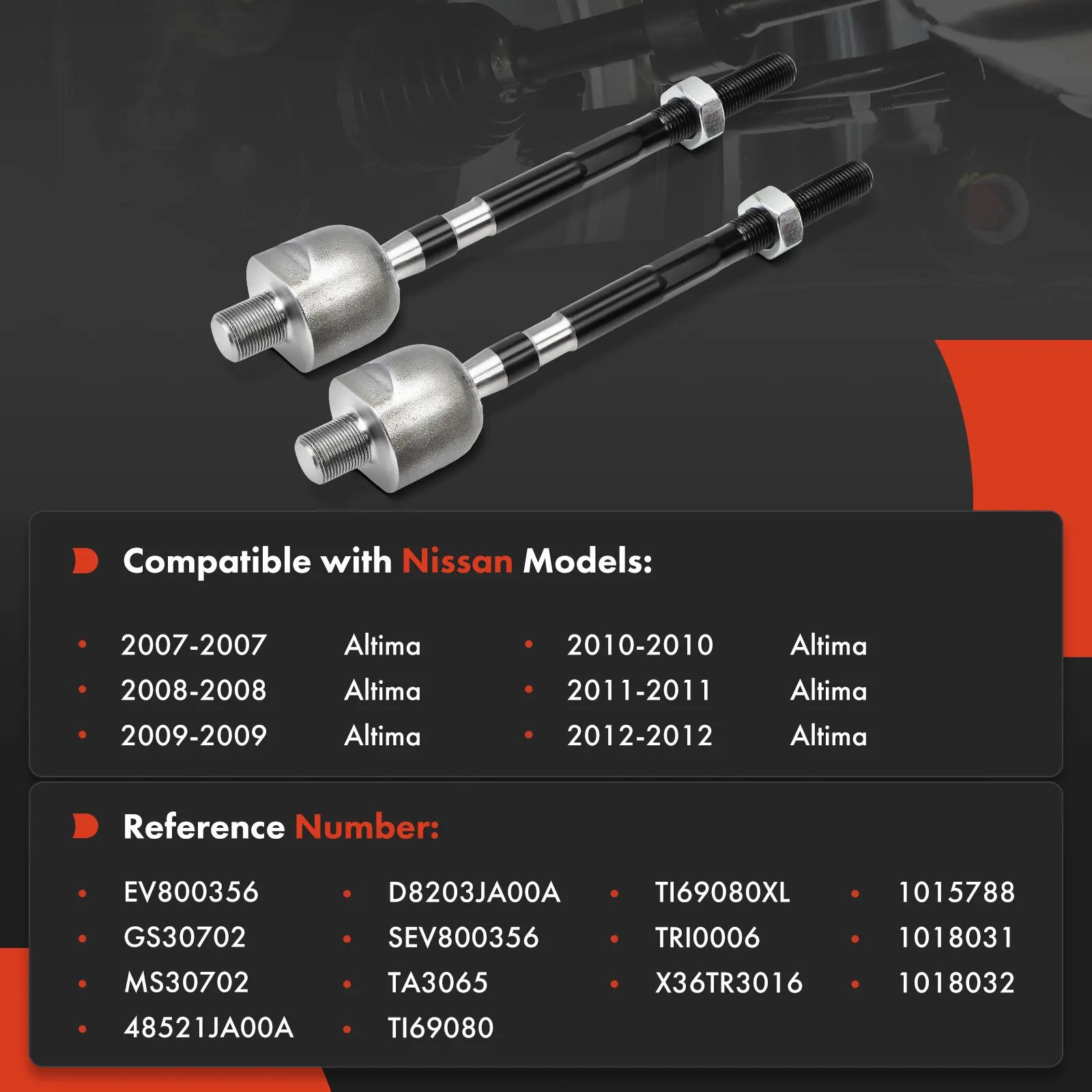 A-Premium 2x Front Inner Tie Rod End for Nissan Altima 2007-2012