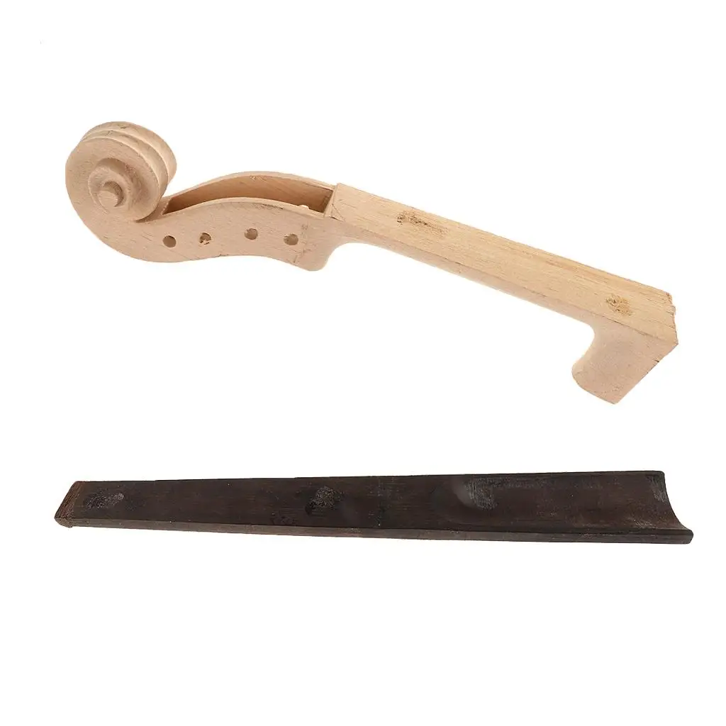 Violin Maple Wood Neck Ebony Fingerboard 4/4 Hand Carved Scroll Replacement Parts for Violin Accessories and Case
