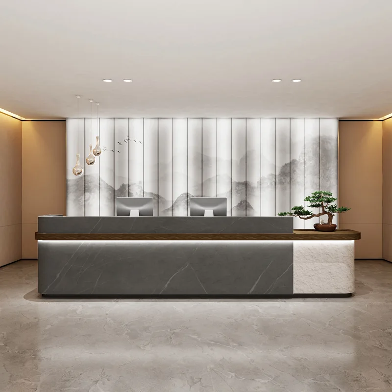 مكتب استقبال بسيط لشركة الفنادق الحديثة، متجر صالون التجميل، ماكينة تسجيل المدفوعات النقدية، مطعم البار، طاولة البار #4