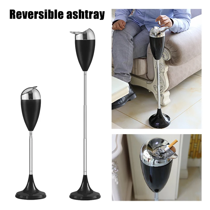 Adjustable Floor Standing Ashtray with Lid for Home Office Stainless Steel Weatherproof Anti-Rust Ashtray Smoking Accessories