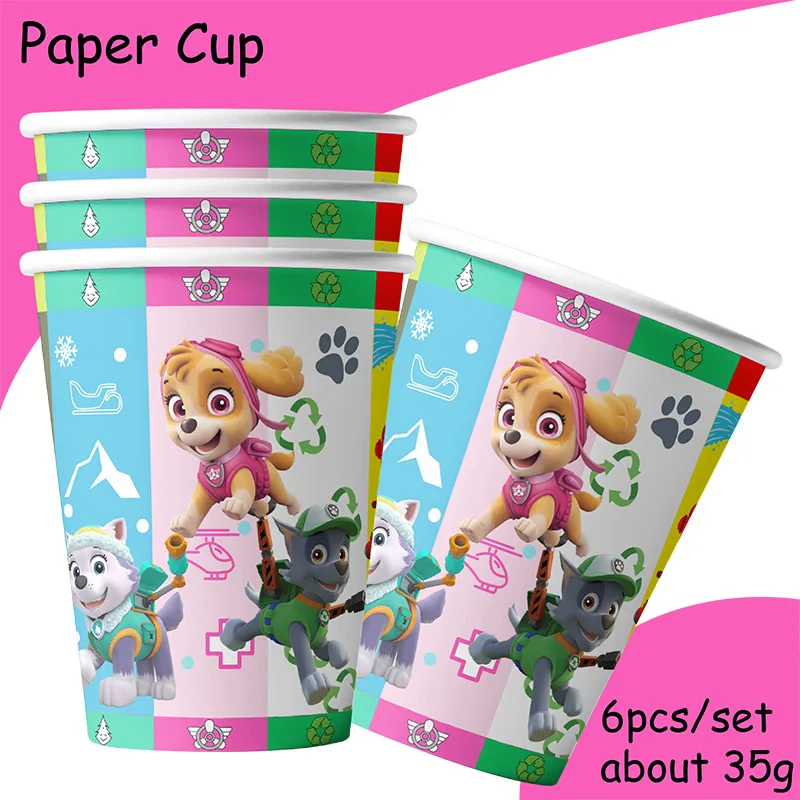 ديكور عيد ميلاد باو دورية للأطفال ، كلب ، سكاي ، أدوات مائدة يمكن التخلص منها ، كوب ، طبق ، مفرش مائدة ، استحمام الطفل ، لوازم الحفلات ، فتاة ، ولد ، جديد