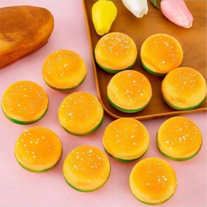 1pc Realistic Stretchy Hamburger Squishy Toy, Stress Relief Squeeze Ball, Cake Decor Model, Novelty Toy