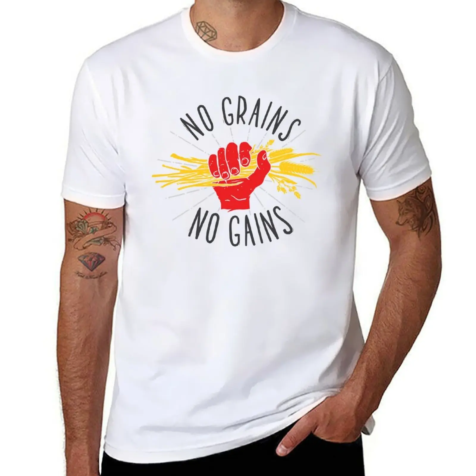 

No grains - no gains! T-Shirt man t shirt graphic anime t shirts for man T-Shirt