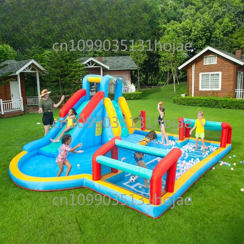 

Наружная надувная горка-замок со стрельбой, детский непослушный дом для игры в воде, надувная горка
