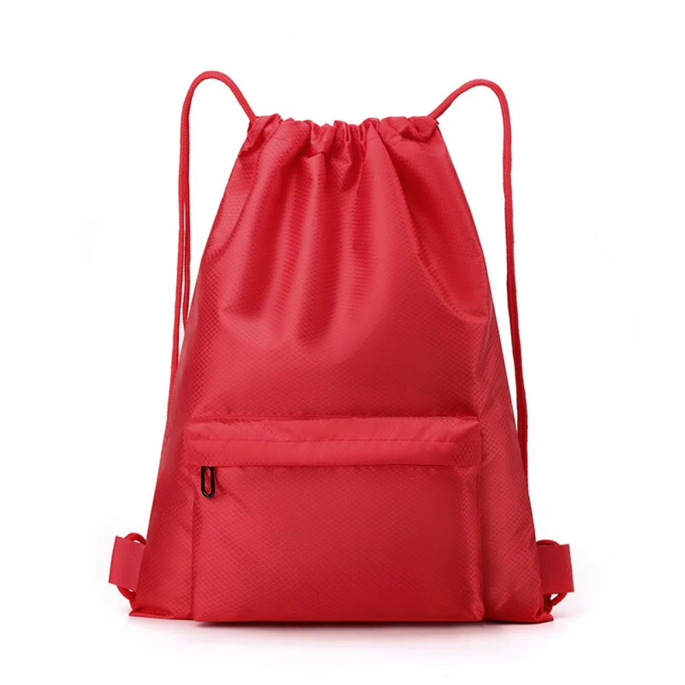 Portable Solid Color Drawstring Gym Bag Large Capacity Quick Drying Sports Backpack Waterproof Lightweight Fitness Bag Unisex