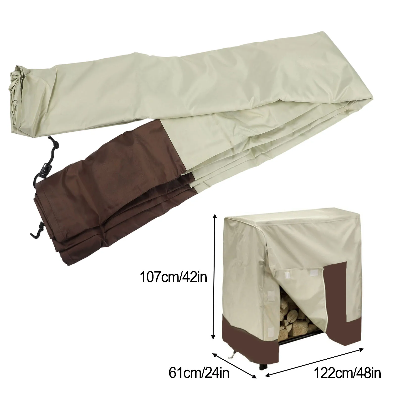 

Firewood Shed Cover Made with 210D Oxford Cloth Water Resistant Featuring Padded Handles and Adjustable Closures