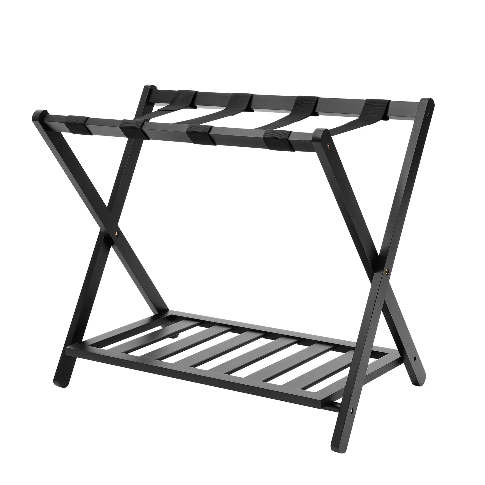 2 Layers Foldable Luggage Rack Storage Shelf 69*67*5.5cm For Home Hotel Restaurant Or Vacation Rentals Storage Assistant