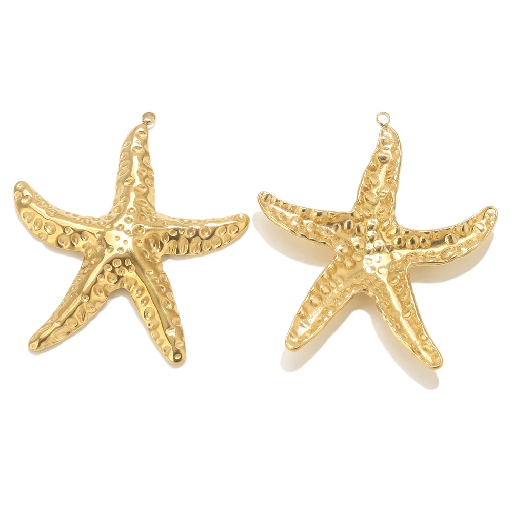 4pcs Stainless Steel Gold Charms Starfish Dangle Pendants Jewelry Making DIY Women Nacklace Bracelet Summer Jewelry Supplies