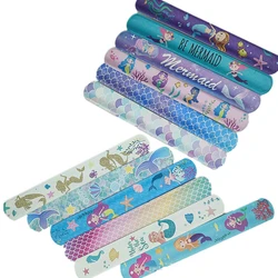 12Pcs Random Cartoon Mermaid Slap Bracelets  Animals Wristband Gift Birthday  Kids Favor Toys Party Supplies