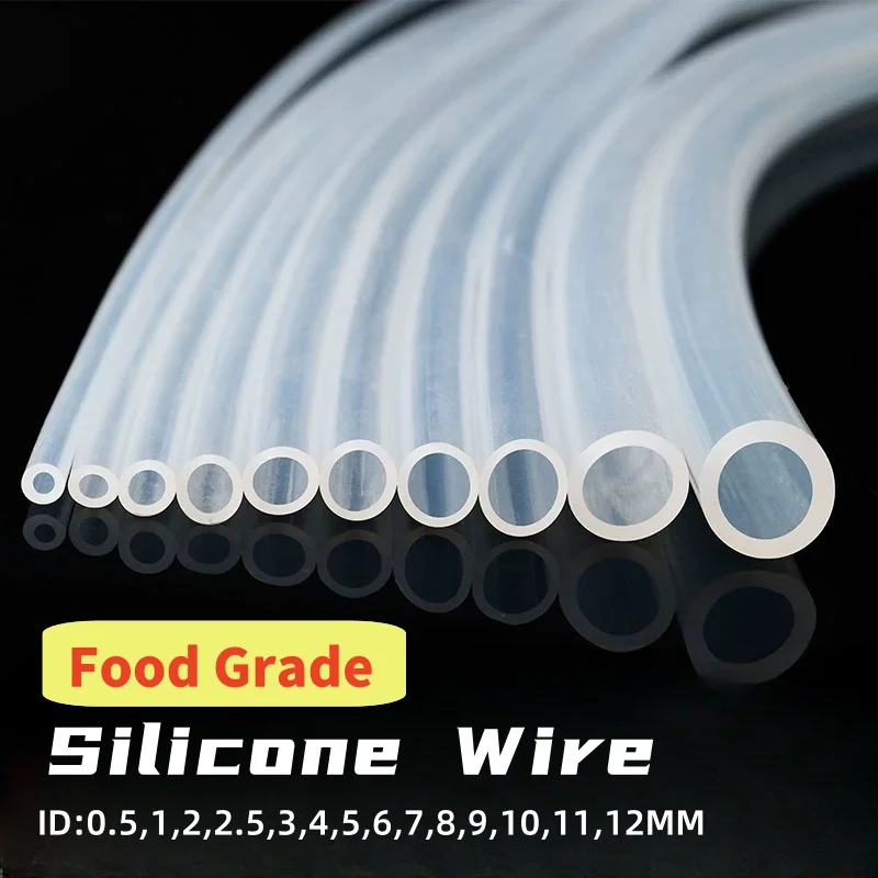 1/3/5M Food Grade Clear Transparent Silicone Rubber Hose ID 0.5 1 2 3 4 5 6 7 8 9 10 12mm O.D Flexible Nontoxic Silicone Tube