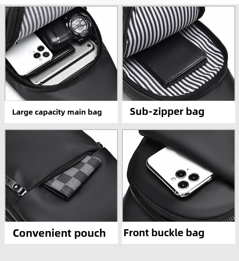 New Men's Chest Bag Korean Edition Fashion Trendy Brand Shoulder Bag Crossbody Sports Small Backpack Anti Splashing Chest Bag