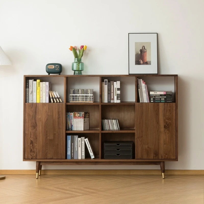 

Solid wood black walnut oak bookshelf shelf combination multi-layer bookcase wood wax oil
