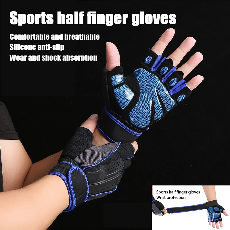 Cycling Fitness Half Finger Gloves Outdoor Workout Fitness Wrist Guards Anti-Slip Anti-Callus Cycling Sports Gloves Men And