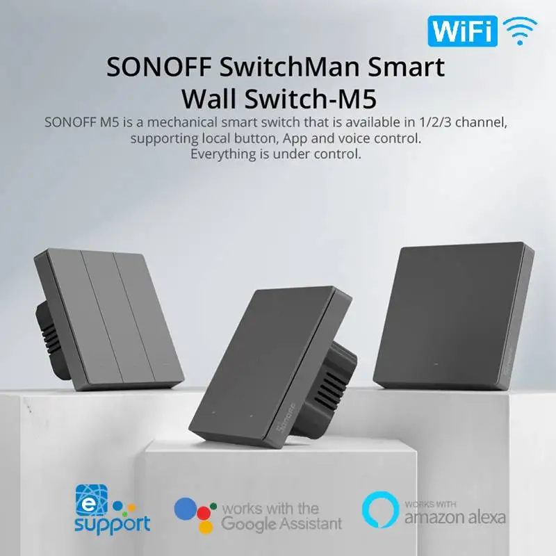 スマートスイッチ,wifi,ウォールプッシュボタン,80または86タイプ,1または2/SONOFF-M5入力,アプリケーション制御,alexa,Google Home,aliceで動作