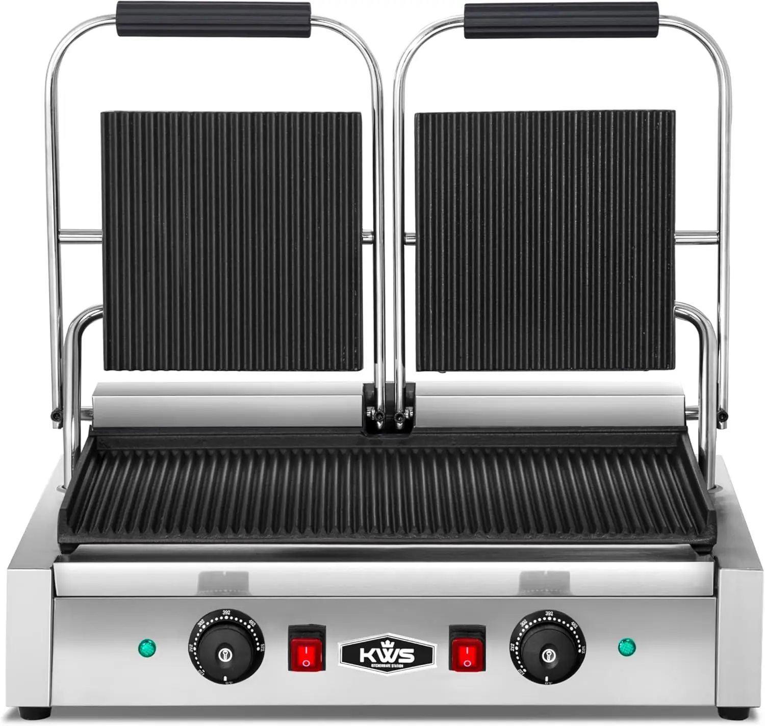 PM-23 3400W Electric Press Maker with Grooved Top & Bottom Sandwich Toasting Grill – 19″ X 9″ Cooking Surface