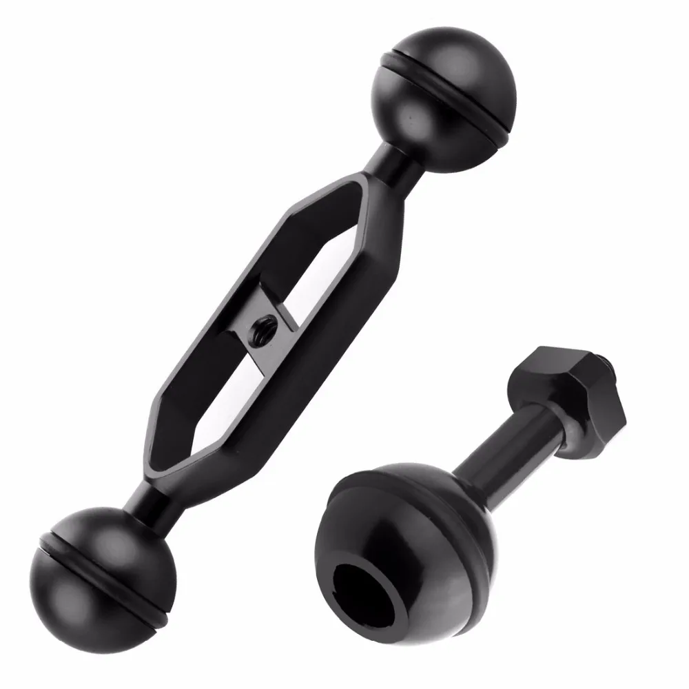 Aluminiumlegierung Tauchen Licht Taschenlampe Dual Kugelgelenk Arm und 2 Schmetterling Clip Klemmhalterung für Unterwasserfotografie Kamera – Detail 14