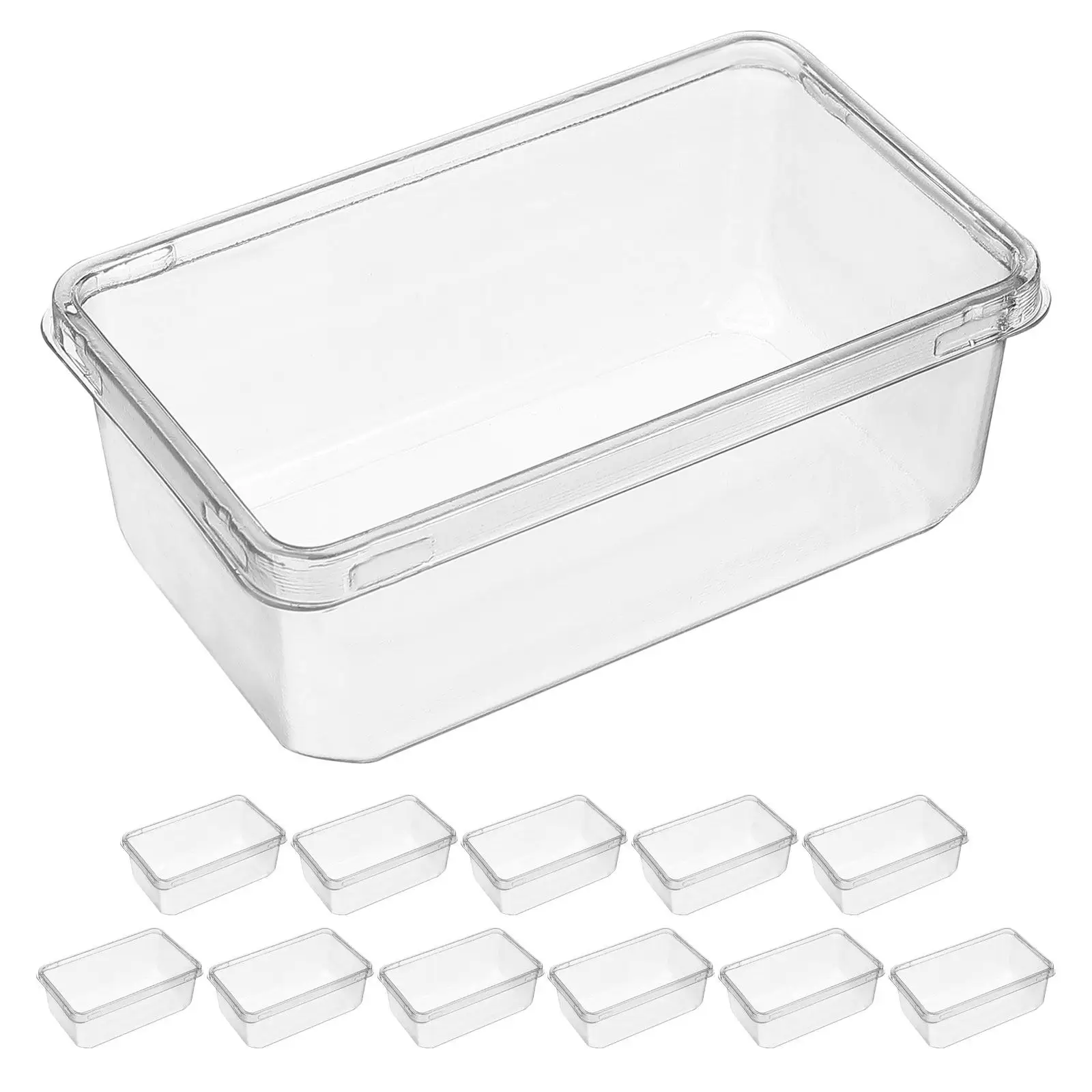 

12Pcs Clear Plastic Dessert Boxes Lids for Tiramisu Mousse Cakes Pastries Bakery Display Takeout Portable Rectangle